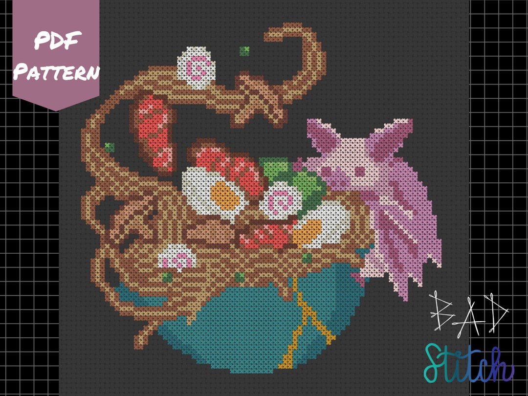 Ramen Bat Cross Stitch Pattern Ramen Art Bat Cross Stitch Etsy