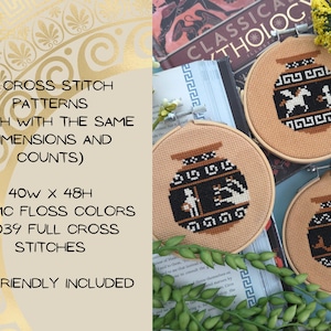 Greek Amphoras Cross Stitch Pattern, Heracles Hydra, Odyssey, Siren, Pegasus, Greek mythology bundle, grecian art, fantasy needlework image 7
