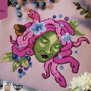 Medusa Cross Stitch Pattern, Pantheon, Medusa Snakes, Mythical Art, Cross Stitch Bundle, Greek Mythology, Greek Art, Digital Files