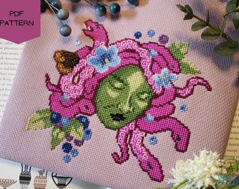 Medusa Cross Stitch Pattern, Pantheon, Medusa Snakes, Mythical Art, Cross Stitch Bundle, Greek Mythology, Greek Art, Digital Files