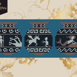 Greek Amphoras Cross Stitch Pattern, Heracles Hydra, Odyssey, Siren, Pegasus, Greek mythology bundle, grecian art, fantasy needlework image 3