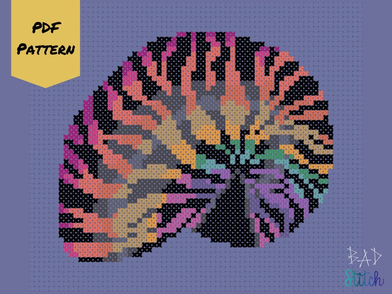 Rainbow Nautilus Cross Stitch Pattern, Beginner Craft, Nautical Art ...