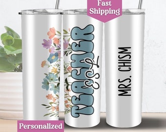 Personalized ESL Teacher Tumbler for Teacher Appreciation Gift, ESL Teacher Cup with Name, Custom Teacher Togo Cup with Lid