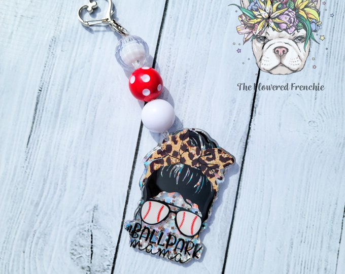 Glitter Ballpark Mama Keychain Baseball Mama Keychain Sports Etsy