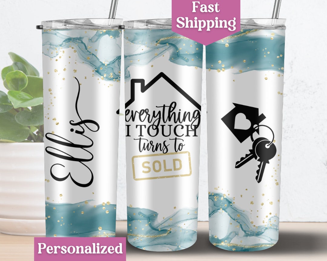 Custom Real Estate Tumbler for Realtor, Personalized Realtor Cup With