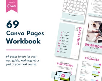 69 Page Canva Workbook | EBook Canva Template | Course Workbook | Coach Workbook | Worksheets