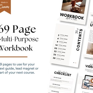 69-Page Canva Workbook Template: Course, EBook, Client Welcome Pack (Digital Download)