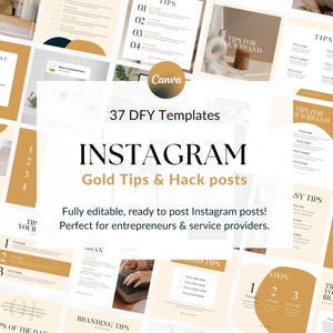 37 Tips Instagram Post Templates: Orange Minimalist Design (Canva)