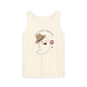 Tank Top, Funny Ghost Wine a little laugh a lot, Sleeveless Tee, Humorous Spirit Drinking Shirt, Unisex Top for Wine Lovers, Ghost Graphic