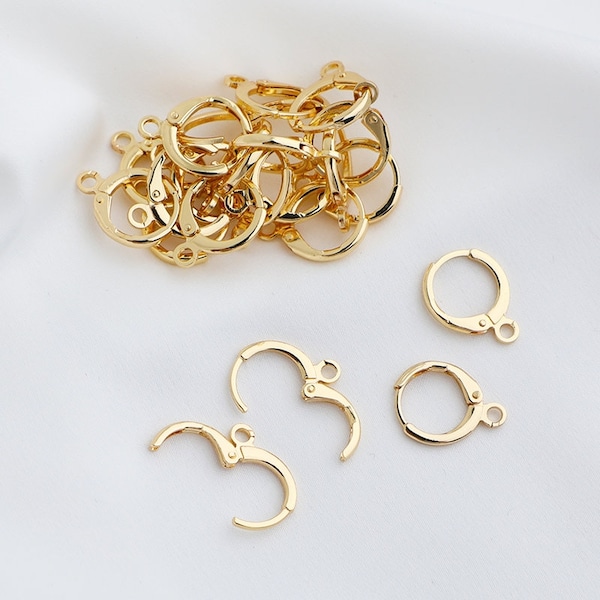 4pcs|| 14K Gold Filled Huggie Hoops, Round Hoop Earrings, Earring findings, Earrings with loop hole, DIY, Leverback Earwire Hooks Wholesale