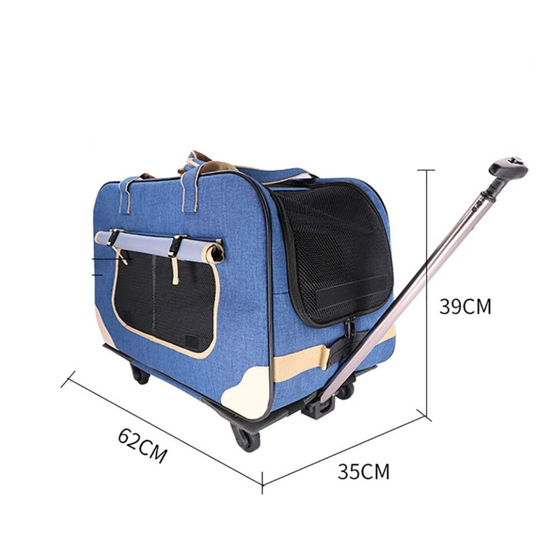 Dog Pet Carrier Cart Rolling Wheel Pet Trolley Case Folding Etsy