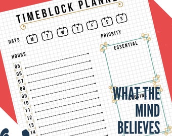 Timeblock Digital Organiser Planner - Daily Schedule Printable Timetable