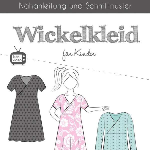 Wickelkleid Kinder - Papierschnittmuster von Fadenkäfer - Gr. 74 - 164 auf Papierbogen