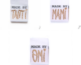 Jessy Sewing label "Made by Mami", "Made by Omi" or "Made by Auntie" - set of 5