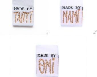 Jessy Sewing Etikett "Made by Mami ", "Made by Omi"  oder "Made by Tanti"  - 5er Set