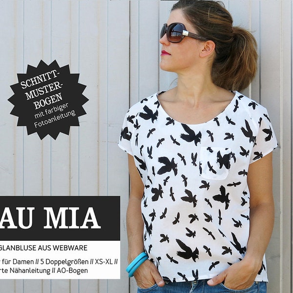 Frau MIA Bluse Raglanoptik - Papierschnittmuster von Studio Schnittreif - Gr. XS- XL auf A0-Bogen