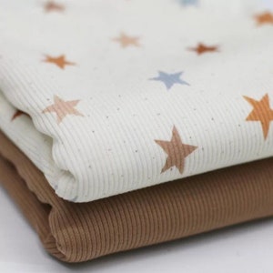 Rib knit jersey STARS from 50 cm Stoffpaket