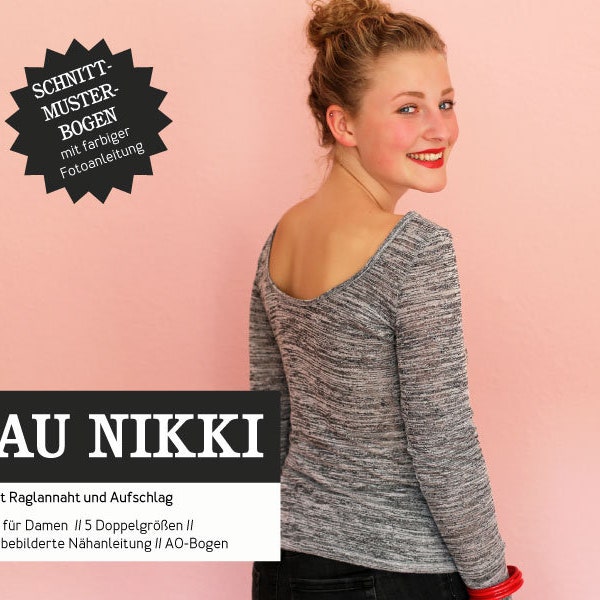 Frau NIKKI Basicshirt Rückendekolletée - Papierschnittmuster von Studio Schnittreif - Gr. XS- XL auf A0-Bogen