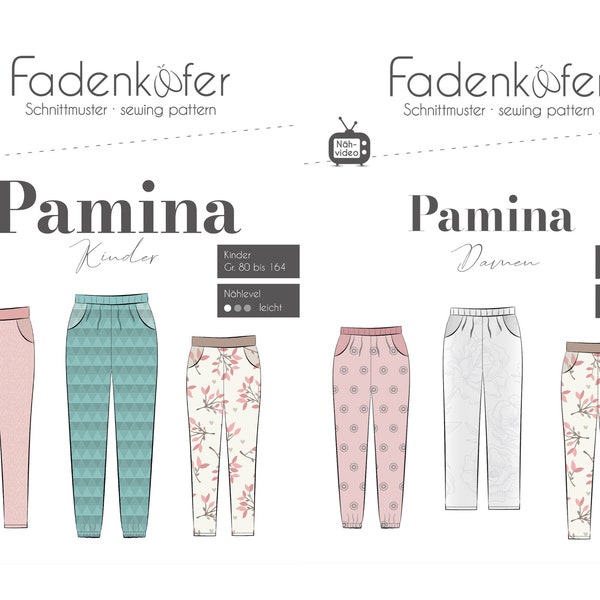 Hose PAMINA Damen oder Kinder - Papierschnittmuster von Fadenkäfer - Gr. 32 - 58 / Gr. 80 - 164