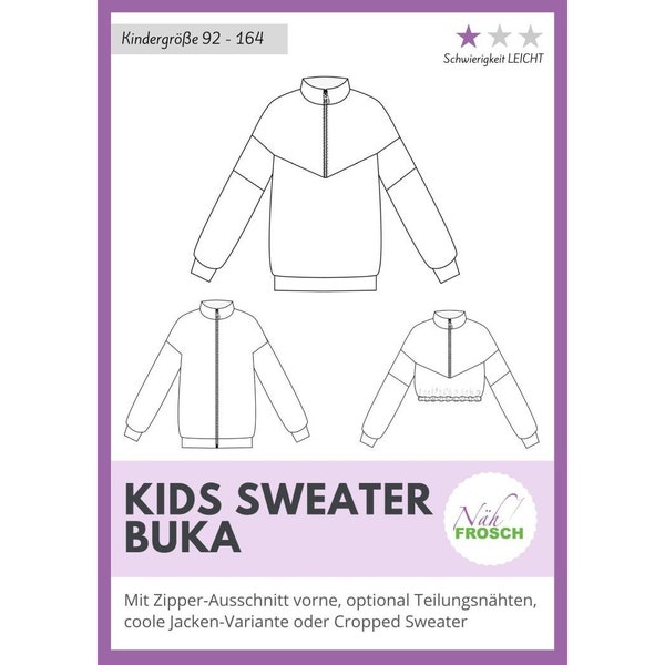 BUKA Kids Sweater - Papierschnittmuster von Nähfrosch - Gr. 92 - 164 auf Papierbogen