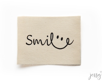 Jessy Sewing cotton label "Smile" - set of 3