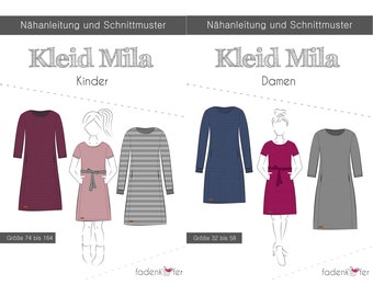 Dress MILA women or children - paper pattern by Fadenkäfer - size 32 - 58 / 74 - 164