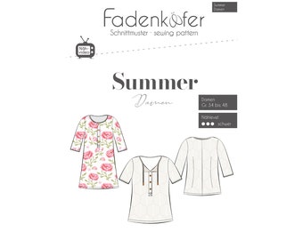 Bluse Tunika SUMMER - Papierschnittmuster von Fadenkäfer - Gr. 34 - 48 auf Papierbogen