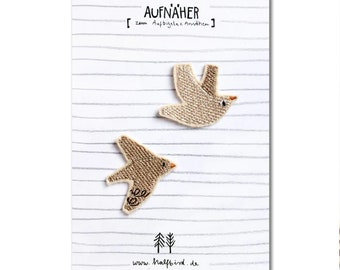 Halfbird Aufnäher Set "BEIGER VOGEL" Bügelflicken
