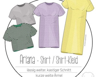 Shirt-Kleid ARIANA - Papierschnittmuster von Kibadoo - Gr. 32 - 58 auf A0-Bogen