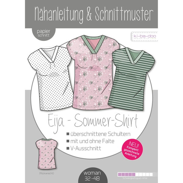 Shirt EIJA - Papierschnittmuster von Kibadoo - Gr. 32 - 50 auf A0-Bogen