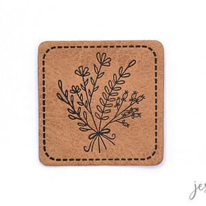 Artificial leather label "BOUQUET" by Jessy Sewing - from 2 pieces