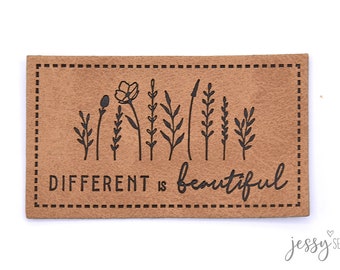 Kunstleder Label "Different is beautiful" von Jessy Sewing - ab 2 Stück