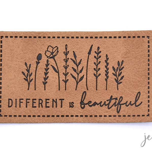 Kunstleder Label "Different is beautiful" von Jessy Sewing - ab 2 Stück