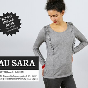 Frau SARA Rüschenshirt - Papierschnittmuster von Studio Schnittreif - Gr. XS- XXL auf A0-Bogen
