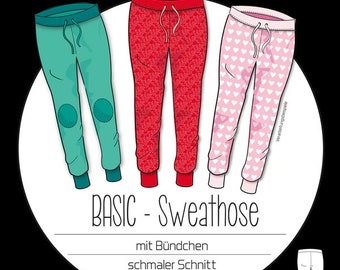 Schmale Basic Hose Damen  - Papierschnittmuster von Kibadoo - Gr. 32 - 44 auf A0-Bogen