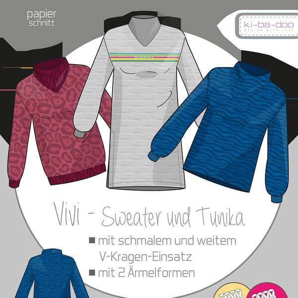 Sweater VIVI - Papierschnittmuster von Kibadoo - Gr. 32 - 48 auf A0-Bogen