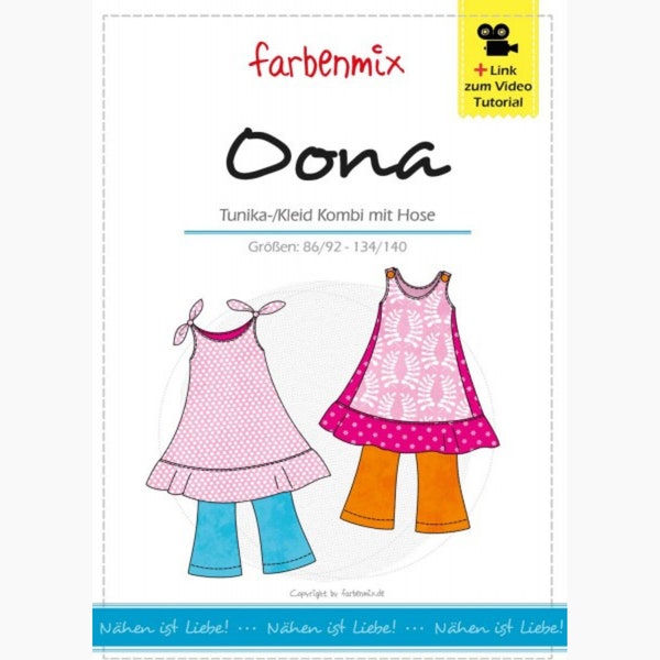 OONA Tunika-/Kleid Kombi mit Hose  - Papierschnittmuster von Farbenmix - Gr. 86/92  - 134/140