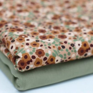 Jersey de algodón con estampado floral marrón - desde 50 cm | Tejido certificado Oeko-Tex para prendas de vestir y accesorios