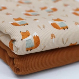 Rib knit jersey "FOXES" - from 50 cm