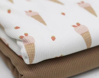 Ribstrick Jersey EISCREME – ab 50 cm | OEKO-TEX zertifizierter Stoff für Kleidung & Accessoires