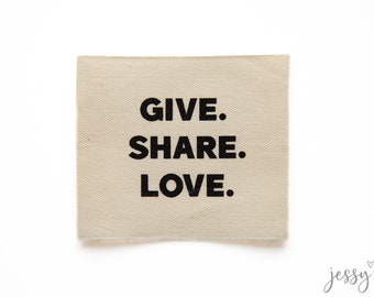 Jessy Sewing Baumwolllabel "Give Share Love"  - 3er Set