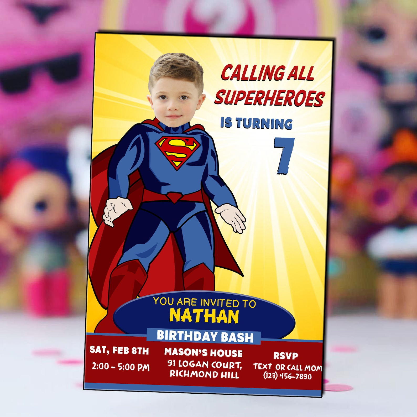 Superman Birthday Invitation Invitation for Kids Digital Etsy