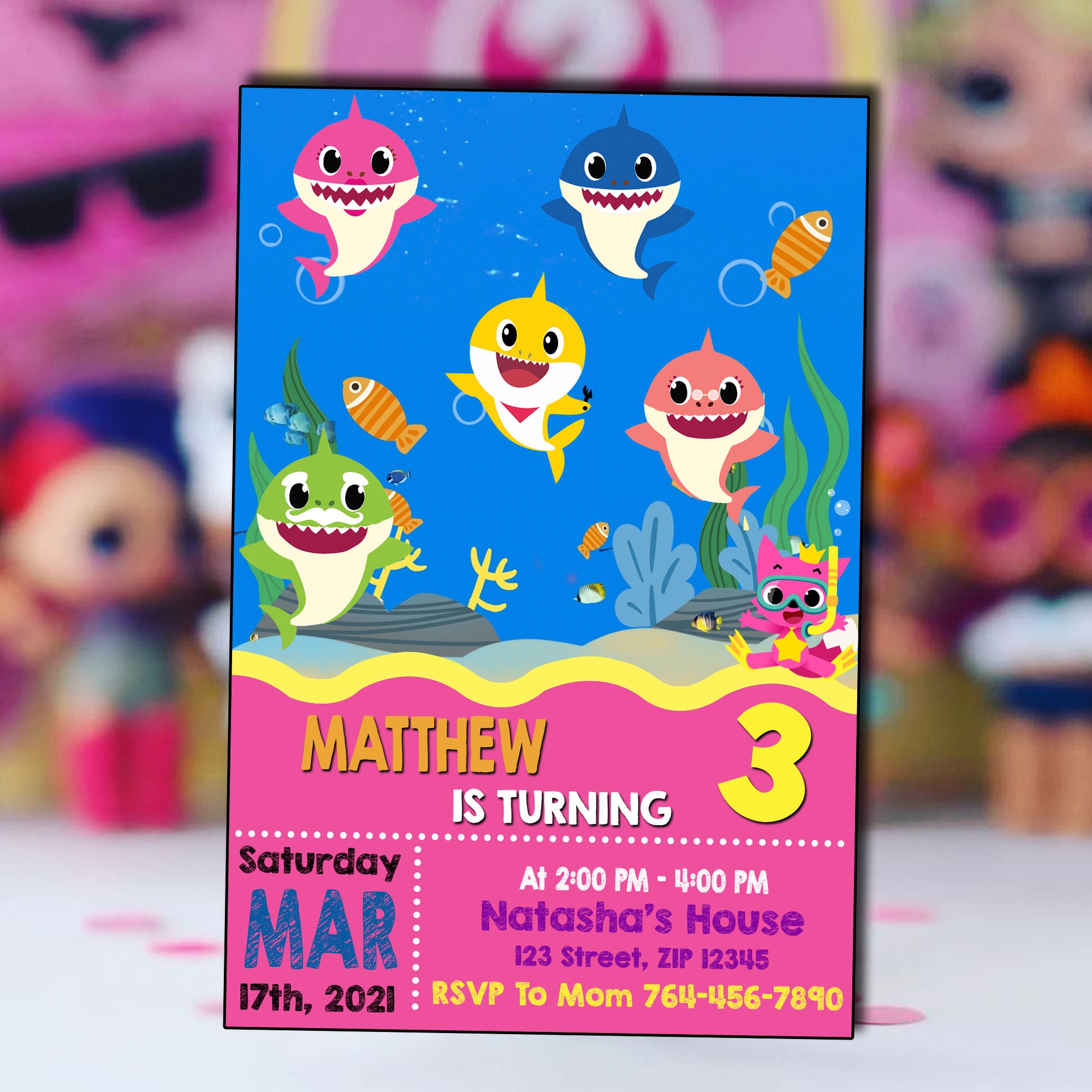 Baby shark Birthday Invitation Invitation for Kids Digital Etsy