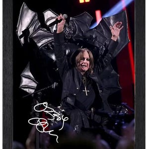 Ozzy Osbourne Framed 8x10 Premium Quality Photo Print with Autograph Replica (Autopen copy of Ozzys autograph) Poster Reprint Style B