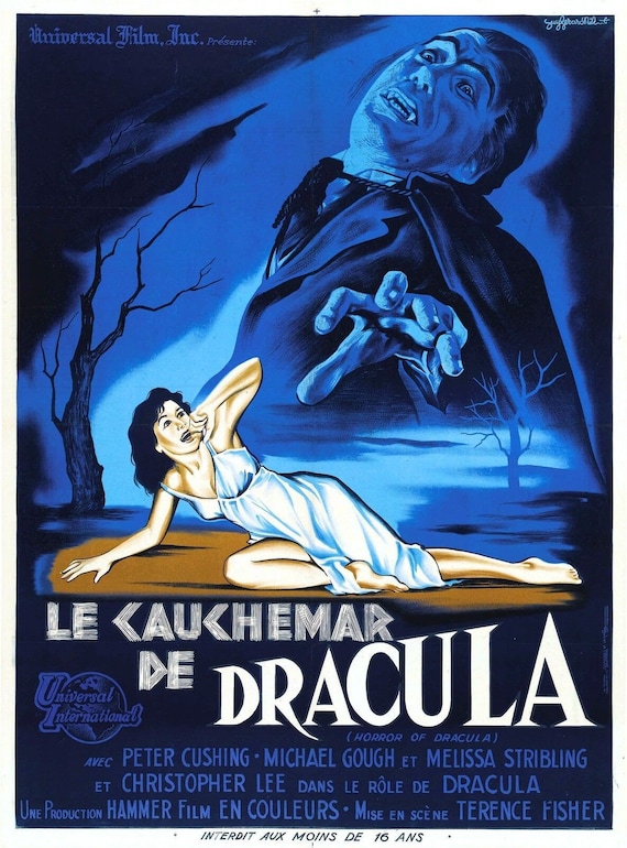 DRACULA Movie Poster 1958 Christopher Lee Vampires - Etsy