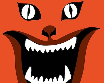 Póster de la película HAUSU también conocido como HOUSE (1977) Gato naranja de terror surrealista
