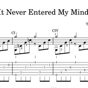 It Never Entered My Mind by Miles Davis - Guitar Sheet Music (Notation and Tabs)