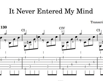 It Never Entered My Mind by Miles Davis - Guitar Sheet Music (Notation and Tabs)