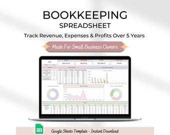 Small Business Bookkeeping Spreadsheet: Google Sheets Income & Expense Tracker (Digital Download)