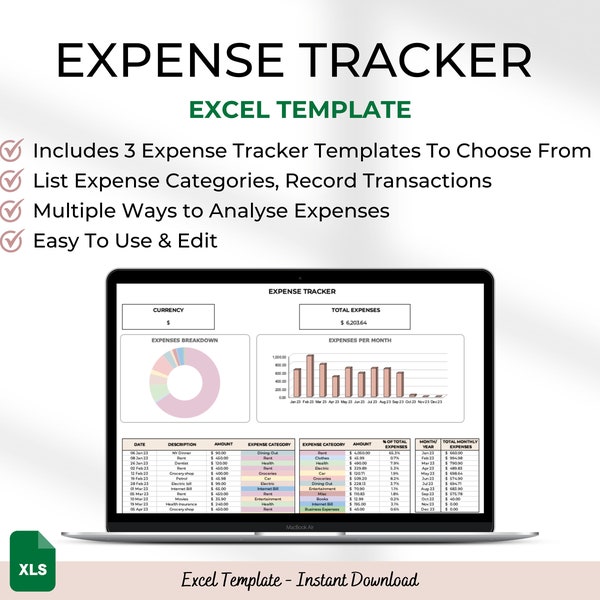 Expense Tracker Excel Spreadsheet Template Excel Budget Template Personal Expense Business Expense Template Small Business Spreadsheet Excel